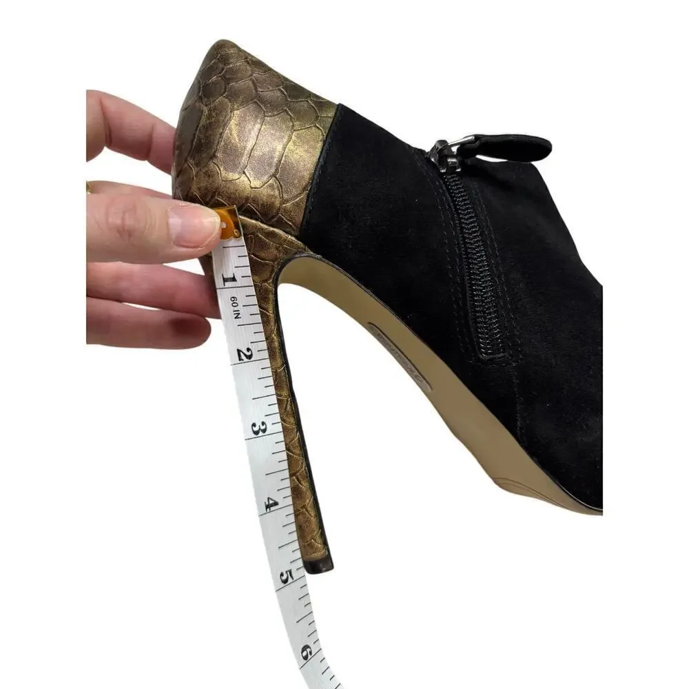Boutique 9 Colton Black Suede Nine West Snake Gold Platform High Heels Size 6